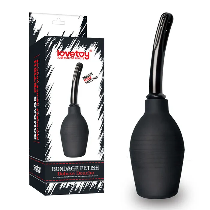 Anal Lovetoy Bondage Fetish Deluxe Douche Black Unisex Curved Douche 310 ml capacity