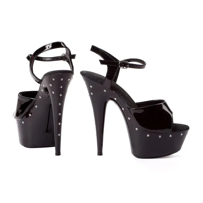 Ellie Shoes Anal Rhinestone Platform Black 6in