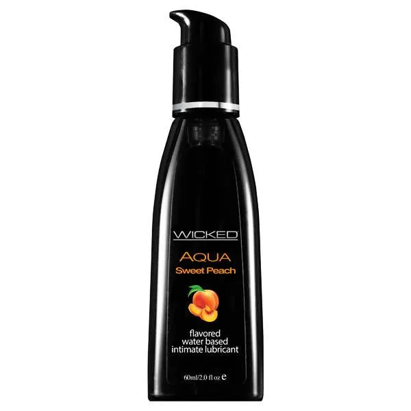 Wicked Aqua Sweet Peach Sweet Peach Flavoured Water Based Lubricant 60 ml 2 oz Bottle WICKED SENSUAL CARE Vibrators