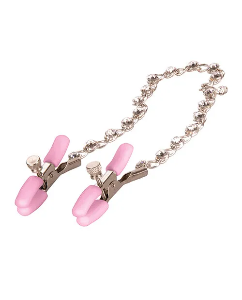 Nipple Play Crystal Chain Nipple Clamps Pink California Exotic Novelties Couples