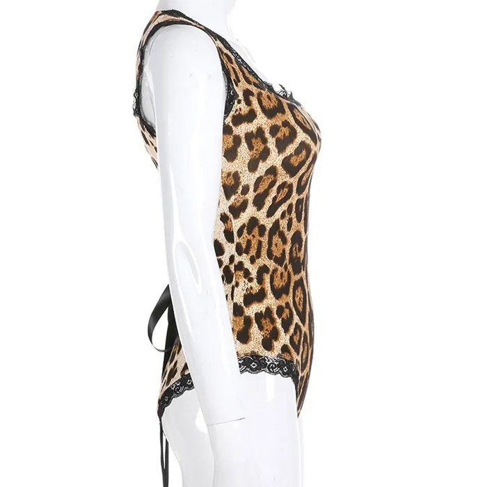 Teddies And Bodies House of Dasein Onesies Leopard Lace Back Bodysuit Kawaii Lingerie