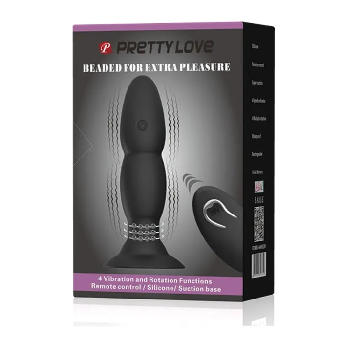 Anal Pretty Love Pretty Love Beaded for Extra Pleasure Rechargeable Rimming Butt Plug with Wireless Remote Control and Suction Cup Mount Base