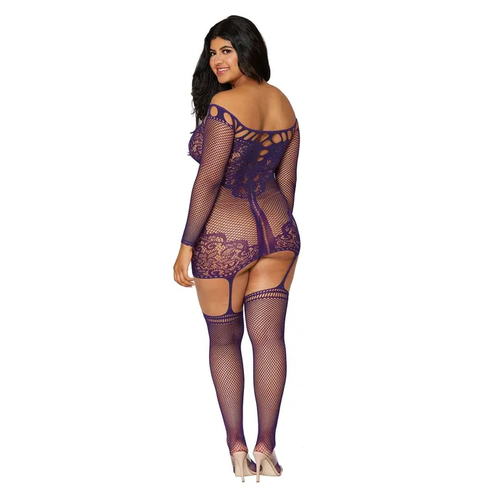 Dreamgirl Garter Dress Queen Size Aubergine Male Sex Toys Dreamgirl Garter Dress Queen Size Aubergine Male Sex Toys