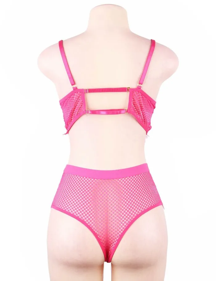 Vibrators Scandals Lingerie Scandals Pink Lace Lingerie Set with Beautiful Rose Design