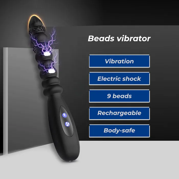 Male Sex Toys FRISKY BUSINESS SG Sparkle Shivers Vibrating Anal Beads with Light Electric Shock