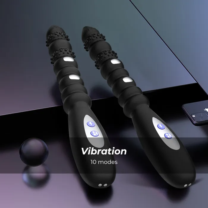 Male Sex Toys FRISKY BUSINESS SG Sparkle Shivers Vibrating Anal Beads with Light Electric Shock