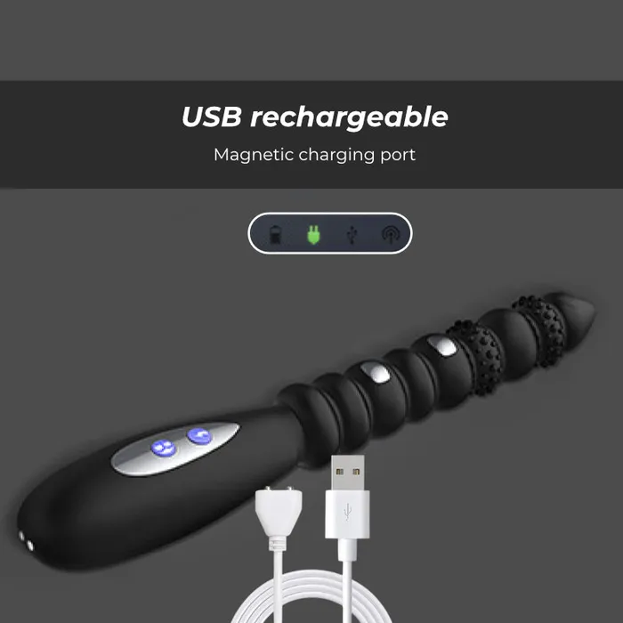 Male Sex Toys FRISKY BUSINESS SG Sparkle Shivers Vibrating Anal Beads with Light Electric Shock
