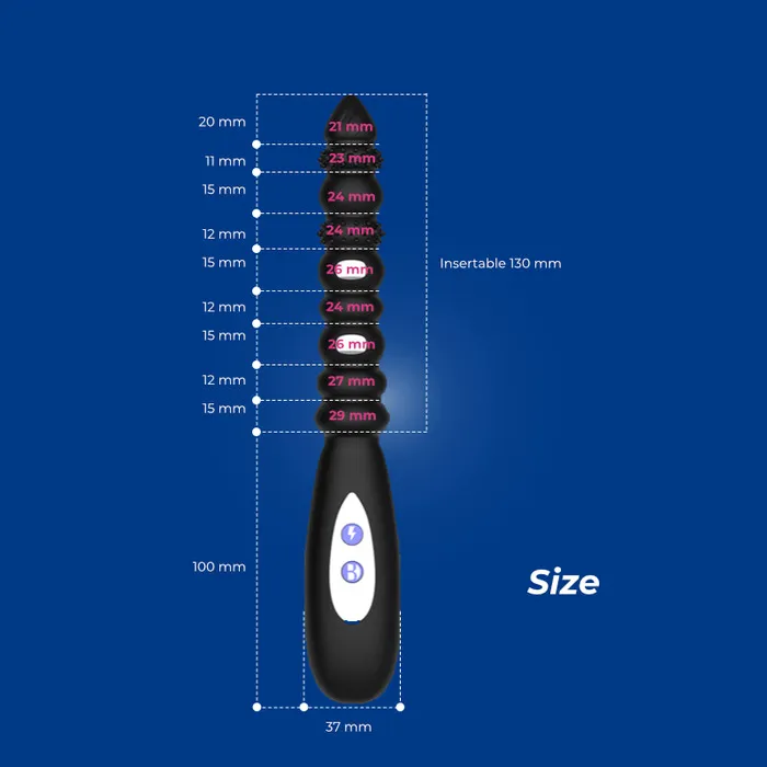 Male Sex Toys FRISKY BUSINESS SG Sparkle Shivers Vibrating Anal Beads with Light Electric Shock