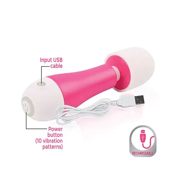 Doctor Love Fuzu Rechargeable Travel Size Mini Wand Pink Vibrators Doctor Love Fuzu Rechargeable Travel Size Mini Wand Pink Vibrators