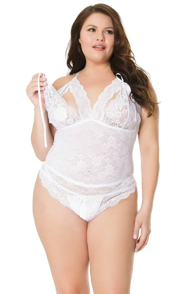 Coquette 21107X Crotchless Teddy White OSXL Coquette Male Sex Toys