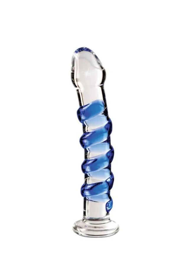 Dildos Pipedream Pipedream Icicles No 5 Textured Curved Glass Dildo ClearBlue