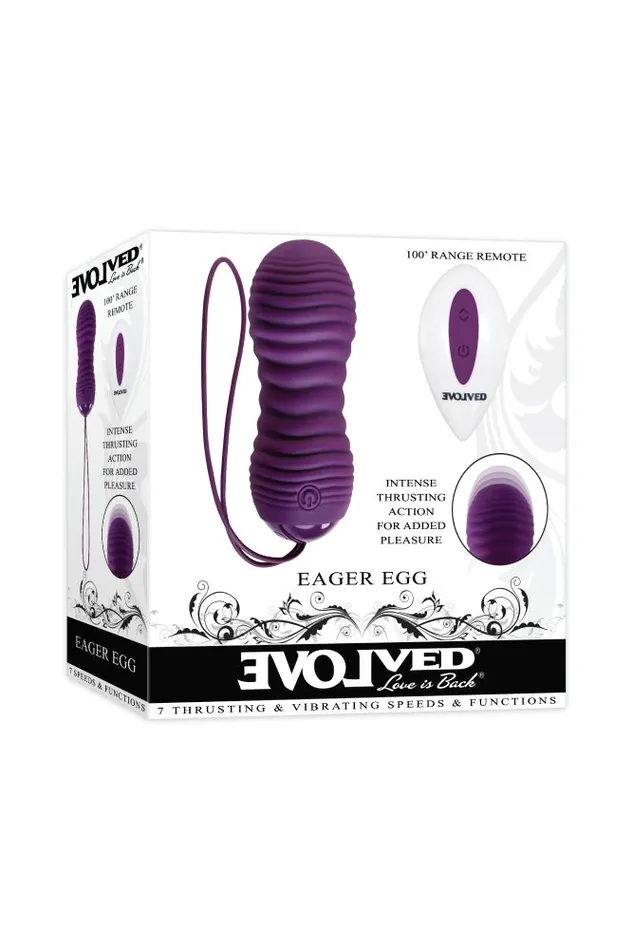 Vibrators Evolved Evolved Eager Egg Remote Control Thrusting Vibrator Purple