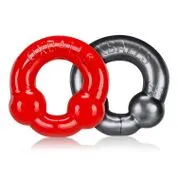Oxballs Anal Ultraballs 2Piece Cockring Set Steel Red