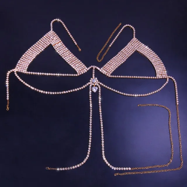 Vibrators Bralette Rhinestone Bra Chain Dashdiamondx