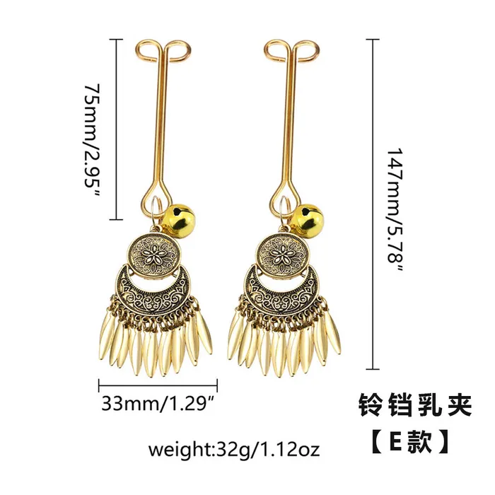 Wholesale adult sex toys bell milk clip SM feather tassel milk decoration retro metal milk clip femdom sex toy LAZADASEXTOYS Couples